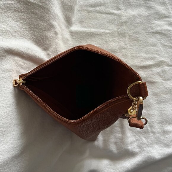 Unique Triangle-Shaped Camel Brown Leather Purse - Picture 5 of 7